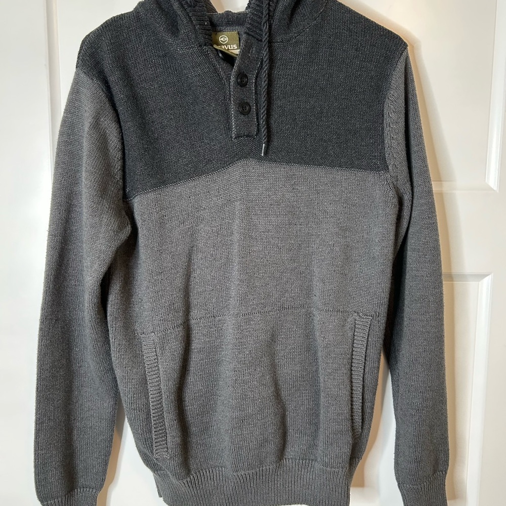 Dravus Men’s Small 1/4 Button Hooded Sweater Gray 2512